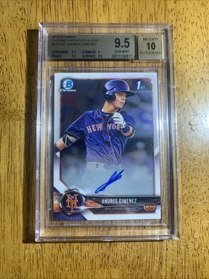 2018 1st Bowman Chrome Prospect Auto 10 Andres Gimenez #CPA-AG Gem Mint BGS 9.5 - Image 1 of 2