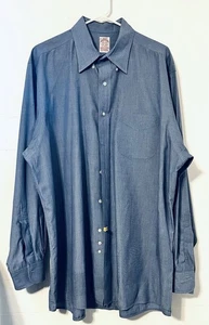 Brooks Brothers Blue All Cotton Oxford Button Down Shirt Size XL 17 1/2 - 35 EXC - Picture 1 of 7