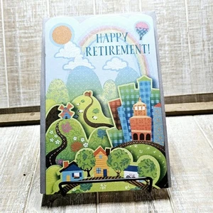 Tarjeta de jubilación American Greetings 6x8 paisaje urbano verde arco iris mejores deseos - Imagen 1 de 10