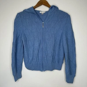 Vintage St John Santana Knit Sweater Womens Size Small Blue Hoodie Cable knit - Picture 1 of 9