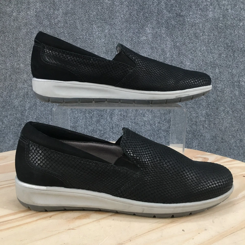 Walking Cradles Shoes Womens 8.5 M Black Slip On Sneakers Leather Comfort Low - Image 1 of 4