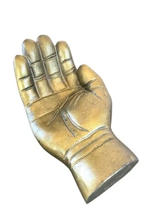 Brass Hand Gesture Statue Sculpture Trinket Holder Meditation Decor Accent 7.25” - Picture 1 of 12