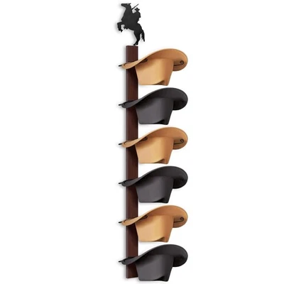 Suporte para chapéu de cowboy 6 peças suporte de parede estilo ocidental organizador com metal - Imagem 1 de 4
