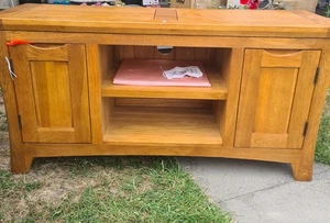 Oak Furniture Land Large Rustic Solid Oak Orrick Tv Unit - Picture 1 of 9