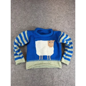 Suéter Cuello Alto Vintage Años 90 Niño Pequeño 2T Azul Oveja Gráfico Tejido Informal Clásico - Imagen 1 de 7