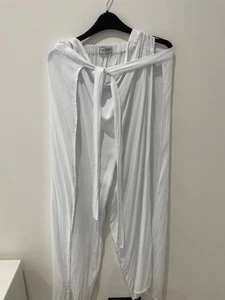 Sensi Studio White Flowing Wide Leg Open Pants Size M Cotton RRP £60 - Picture 1 of 6
