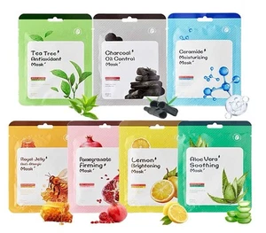 7 pcs Gesichts Tuchmasken Feuchtigkeitsspendendes Gesichtsmasken Set - Bild 1 von 7