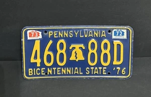 1976 Bicentennial Pennsylvania License Plate w/Stickers, Liberty Bell 468 ๐ 88D - Picture 1 of 22