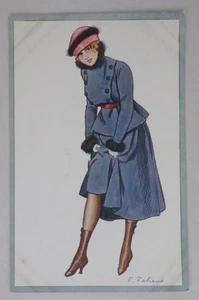 Vintage 1930’s Signed French Glamour Postcard Beautiful Women Showing Her Boot - Picture 1 of 3