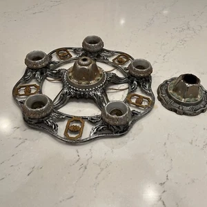 Vintage 1930's Iron Art Deco Ceiling  5-light Chandelier Fixture For Restoration - Picture 1 of 13