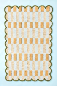 Matilda Goad Tufted Plaid Blue Handmade Irregular Wool Area Rug | Home Decor Rug - Picture 1 of 3