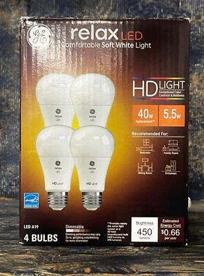 GE Relax HD Led Comfortable Soft White Light 4 pack 40W 450 lumens - Image 1 of 2