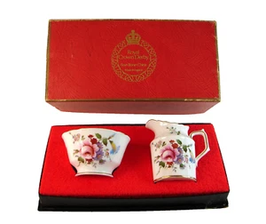 Royal Crown Derby Bone China Derby Posies Creamer and Sugar Bowl Surrey Orig Box - Picture 1 of 10