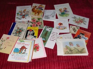 Vtg 9 USED All Occasion Greeting Cards Written Notes 1940s-1970s Craft Supplies - Picture 1 of 2