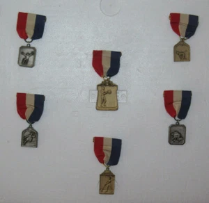 GROUP OF 6 SPORT MEDALS WITH RIBBONS: GOLF, BASKETBALL, WRESTLING & MORE - Picture 1 of 8
