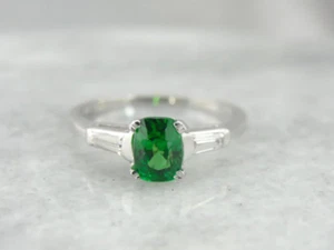 Rare Tsavorite Garnet in Retro Engagement Ring - Picture 1 of 5