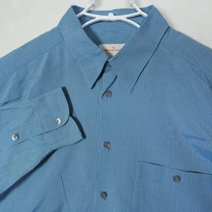 Ermenegildo Zegna Shirt Men's XL Blue Striped Button Long Sleeve Italy READ DESC - Picture 1 of 8