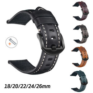 Oil Wax Cowhide Leather Strap Watch Bands 18 20mm 22mm 24mm 26mm Retro Bracelet