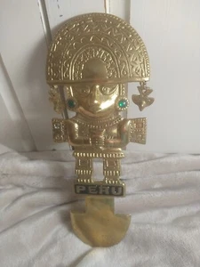 Peruvian Brass Wall ART Hanging Peruvian Fertility God 10.5" - Picture 1 of 8