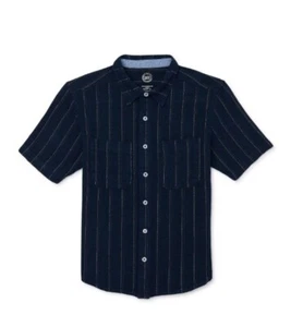 Wonder Nation Boys Short Sleeve Button-up Shirt Dark Blue Size S (6-7) NEW - Picture 1 of 3