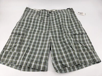 Nautica Clipper Men's Y2K Plaid Shorts OLIVE & BLUE  SZ 42 Relaxed Fit CARGO NEW - Image 1 of 4