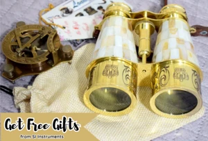 Luxurious Handcrafted Brass Binoculars Featuring Intricate Engravings- Aesthetic - Picture 1 of 11