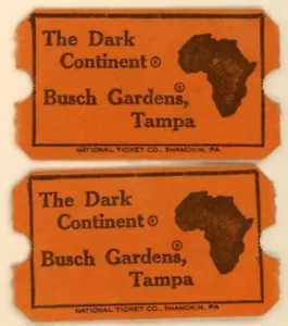 2er Set The Dark Continent Busch Gardens Tampa Ticket Stubs Gutschein - Bild 1 von 2