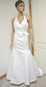 Exclusive Edition by Allure Bridal Mermaid Halter White Satin Bridal Gown Sz 12 - Picture 1 of 7