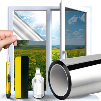 Spiegelfolie Selbstklebend Sonnenschutz UV-Schutzfolie Sichtschutz Fenster Folie - Bild 1 von 4