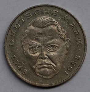 Deutschland 1989 2 Mark D Ludwig Erhard Gedenkmünze - Bild 1 von 2