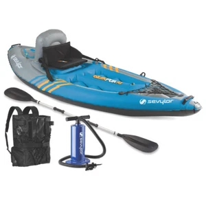 Kayak inflable Sevylor QuickPak K1 para 1 persona, kayak se pliega en mochila con 5- - Imagen 1 de 10