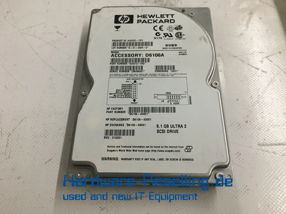 HP Disco Rigido HDD 9GB 3.5 " SCSI D6106A D6106-60001 - Immagine 1 di 1