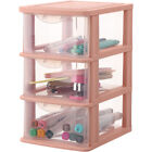 Clear Plastic 3-Drawer Organizer with Pink Frame