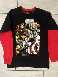 Marvel Mad Engine Shirt Kid Youth Black Long Sleeve Spiderman Thor Large - Picture 1 of 7