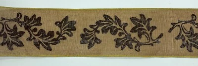 Kirkland Wire Edge Fall Winter 2.5" Wide Ribbon Vine Branch Gold Brown Metallic - Image 1 of 4