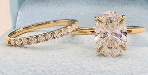 3.50 Ct E VS1 Lab Grown Oval Diamond Ring With Band IGI Certified Diamond - Picture 1 of 7