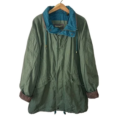 Timberland Weathergear мужской винтажный 1994 зеленый холст кожаная отделка куртка Sz L - Изображение 1 из 4