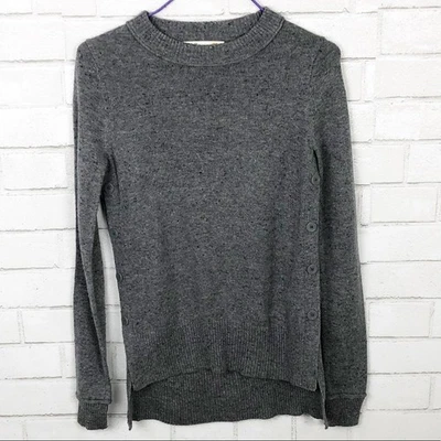 C&C California Gray Wool Blend Long Sleeve Hi Lo Hem Side Button Sweater Size XS - Image 1 of 4
