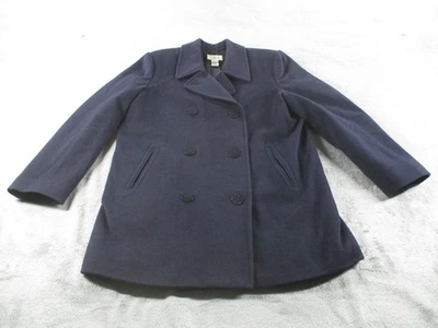 L.L.Bean Peacoat Womens 14 Navy Wool Cashmere Blend Thinsulate Double Breasted - Image 1 of 4