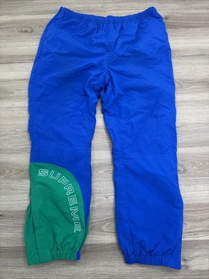 Pantalón Supreme SS18 Corner Arc Track Azul Real Talla Pequeña Nylon Logo Pantalones Foto 1 de 4