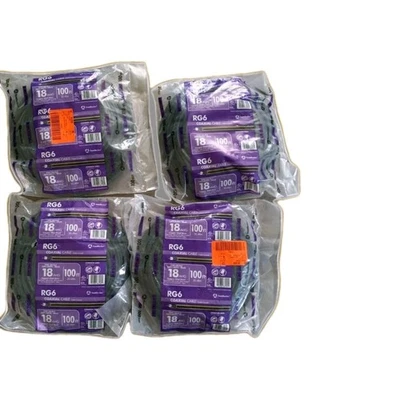 Southwire 100ft Coaxial Cable Copper Clad Steel RG6  18 AWG Lot Of 4 See Detail  - Image 1 of 4