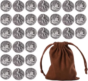 30 Roman Coins,30 Pieces of Silver Coins Judas Prop with Coin Bag,Metal... - Picture 1 of 7