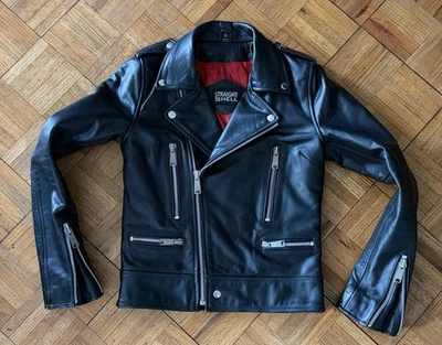 Straight To Hell Black Motorcycle Leather Jacket Size Small Riders Lightly Used  - Image 1 of 4