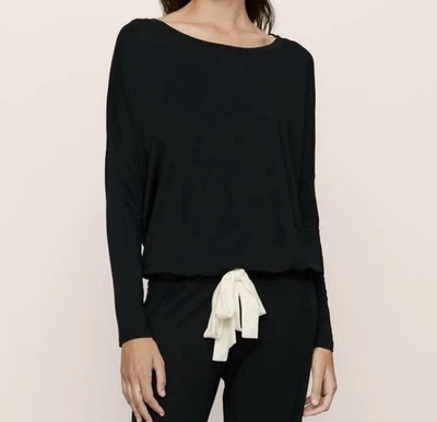 Eberjey Gisele Modal Women's Pajama Slouchy Long Sleeve Top Black/Ivory XS - Image 1 of 4