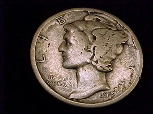 1919-D Mercury Dime, Very Good Grade. - Picture 1 of 2