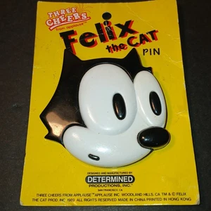 Vintage 1988 Felix die Katze Hartplastik Pin 3" x 3" Three Cheers Determined - Bild 1 von 9