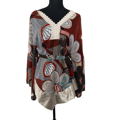 Top túnica bohemia DIMRI talla S encaje transparente fluido floral hippie boho indie Foto 1 de 4