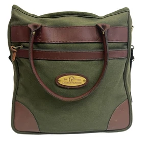 Ducks Unlimited Green Canvas Leather Tote Bag Carryall Duffel Satchel+Shoulder - Picture 1 of 18