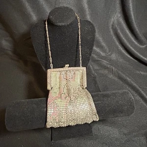 1920s Antique Whiting Davis Flapper Bag Art Deco Mesh Purse Enamel AS IS - Picture 1 of 13