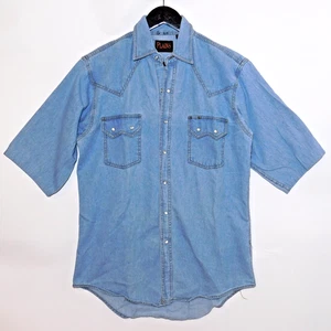 Camisa Vaquera Vintage Plains Western Wear Azul Denim Perla Occidental Broches a Presiones Para Hombre S - Imagen 1 de 8